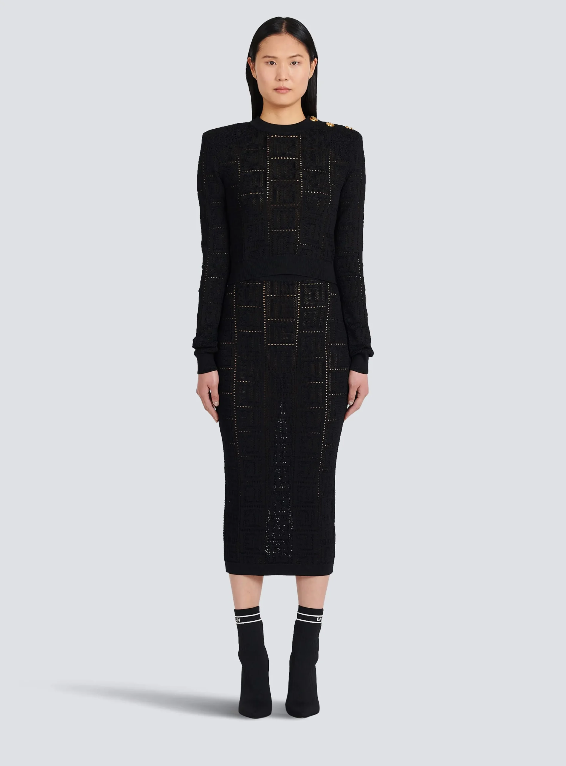 Cropped Eco-designed Sweater With Monogram-Balmain Clearance