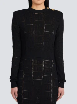 Cropped Eco-designed Sweater With Monogram-Balmain Clearance