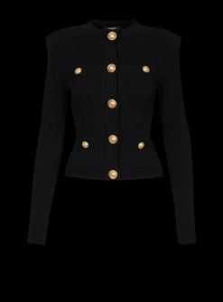 Cropped Knit Cardigan With Gold-tone Buttons-Balmain Flash Sale