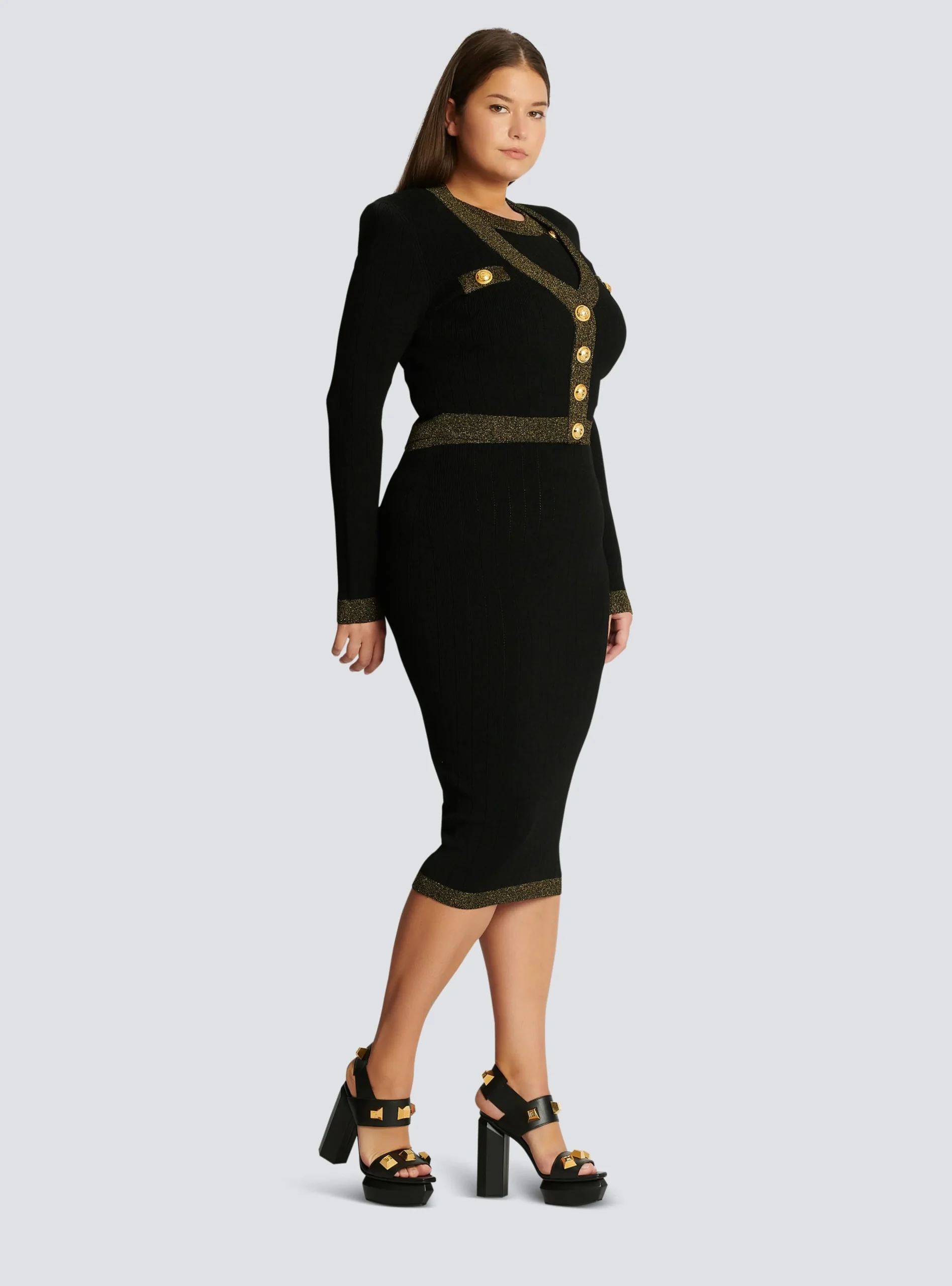 Cropped Knit Cardigan With Gold Trim-Balmain Cheap