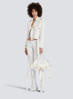 Cropped Leather Biker Jacket-Balmain Discount