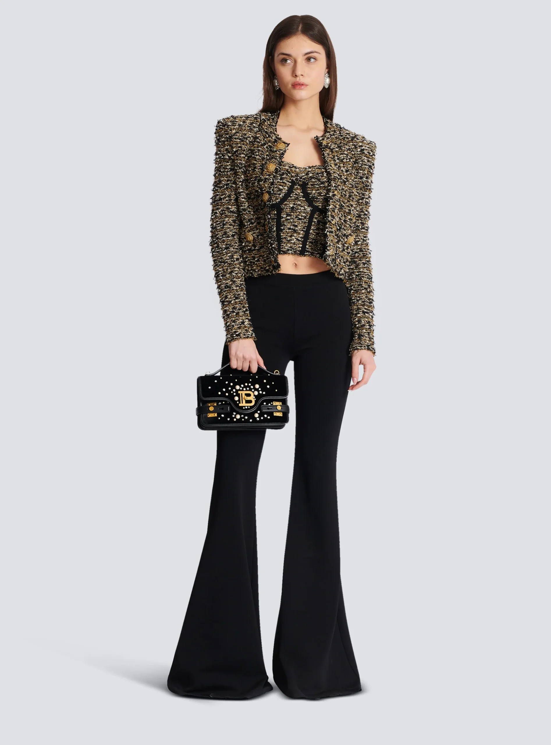 Cropped Lurex Tweed Jacket-Balmain Store