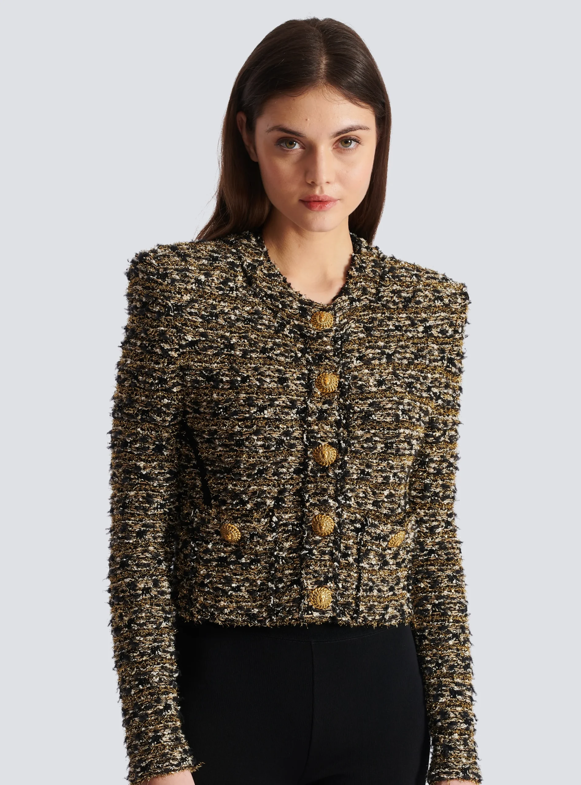 Cropped Lurex Tweed Jacket-Balmain Store