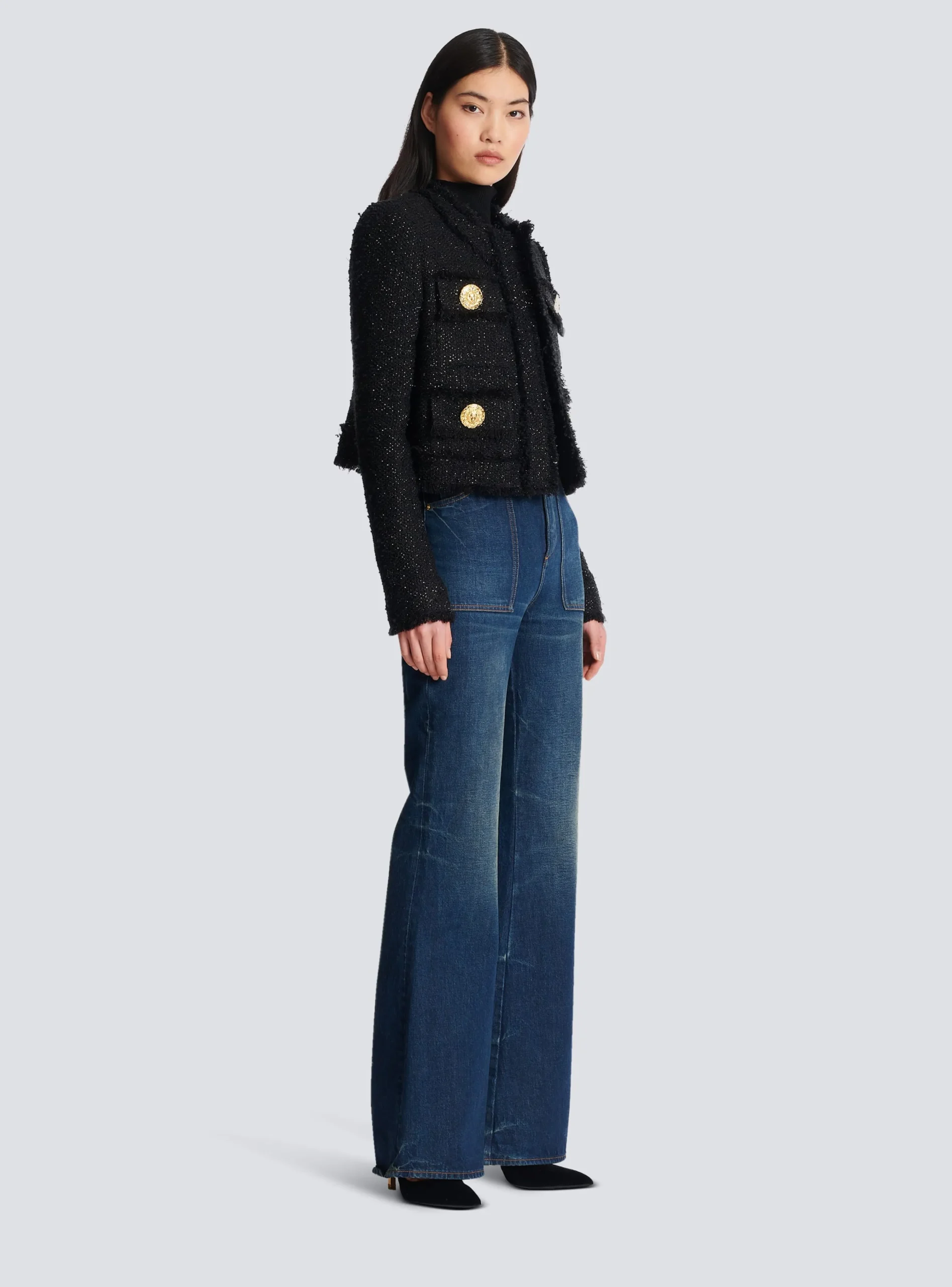 Cropped Lurex Tweed Jacket-Balmain Hot