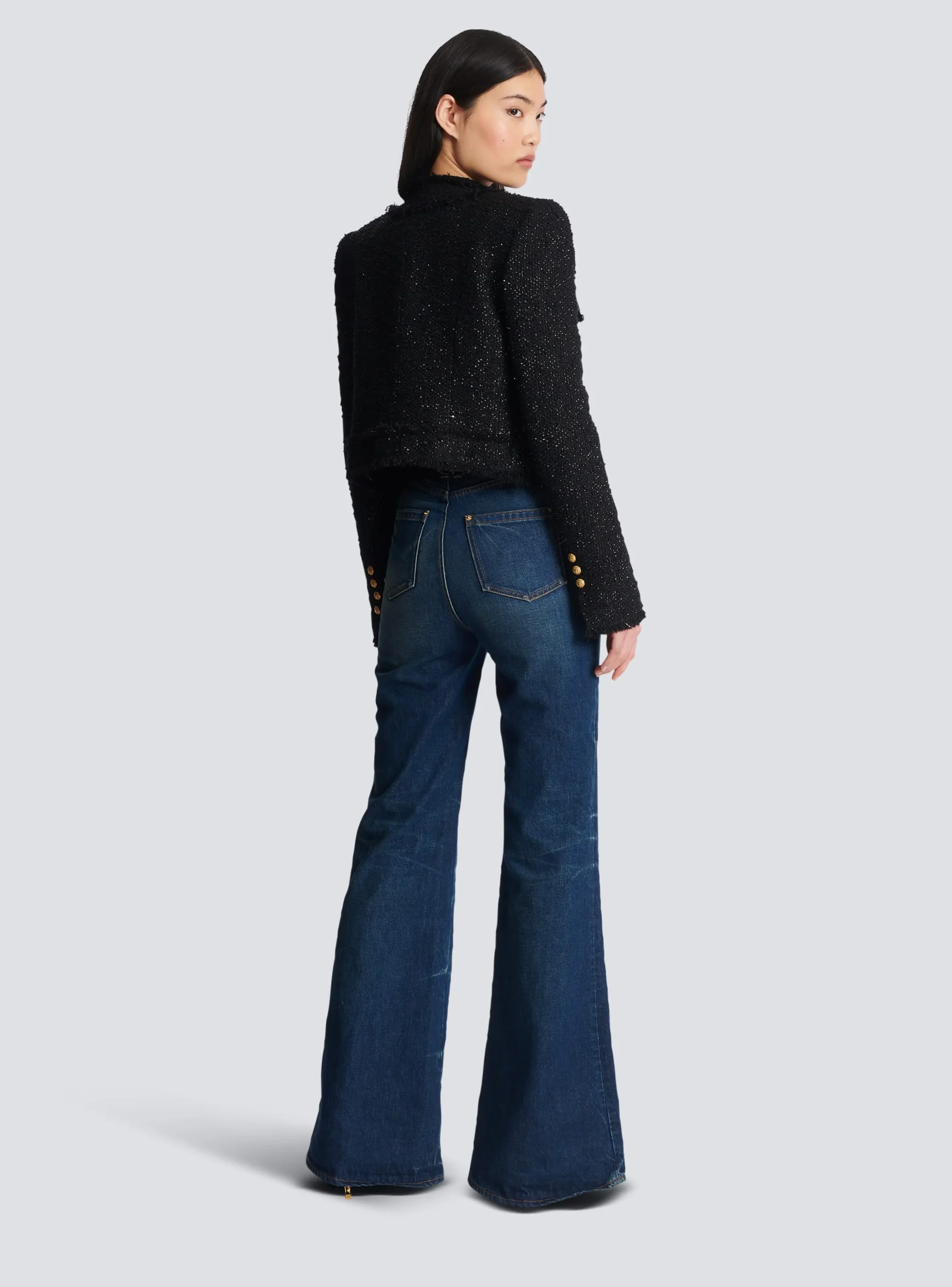 Cropped Lurex Tweed Jacket-Balmain Hot