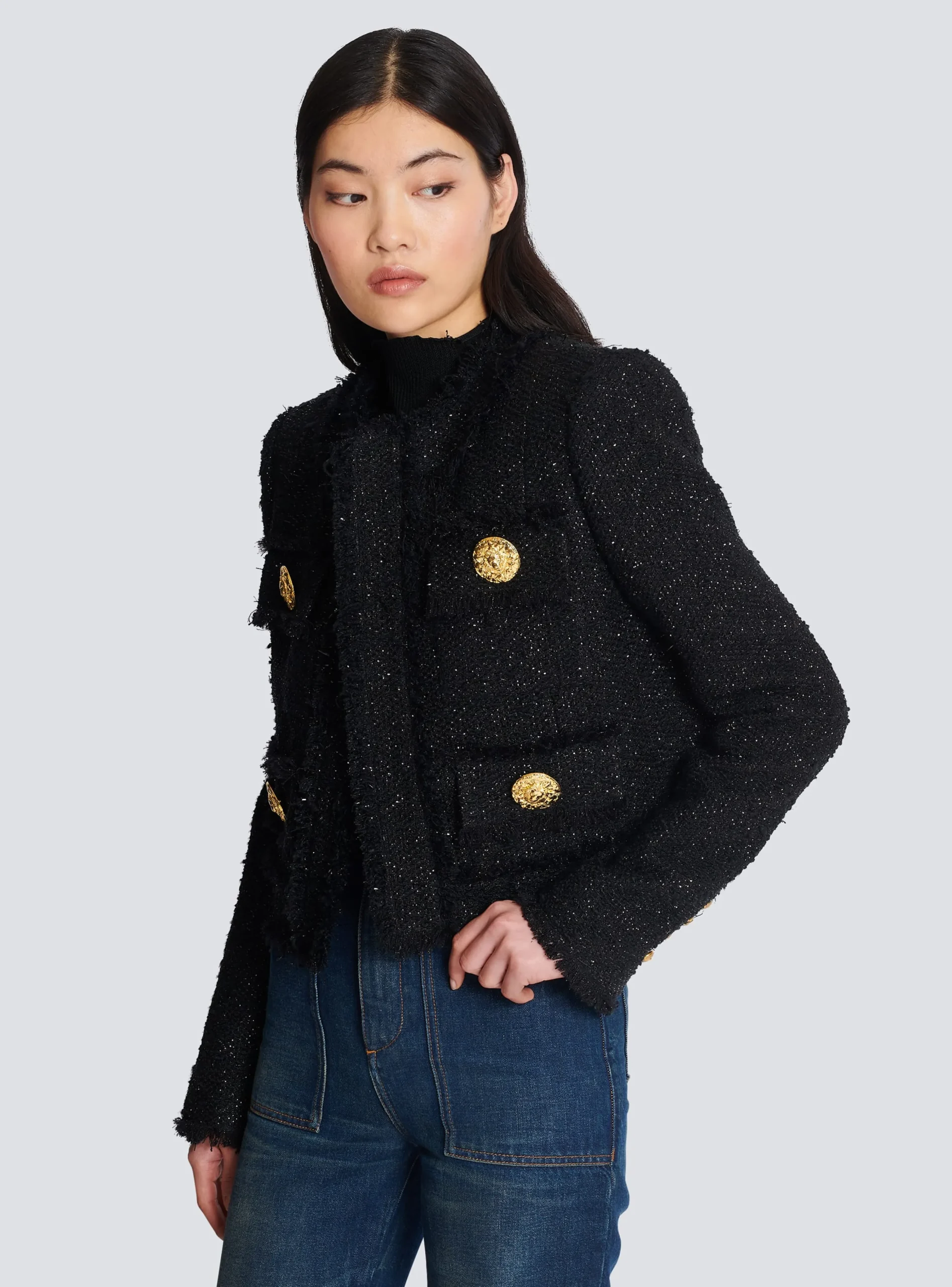 Cropped Lurex Tweed Jacket-Balmain Hot