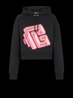 Cropped Neon-print Sweatshirt-Balmain Best