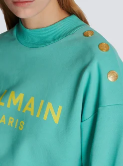 Cropped Sweatshirt With Paris Print-Balmain Discount