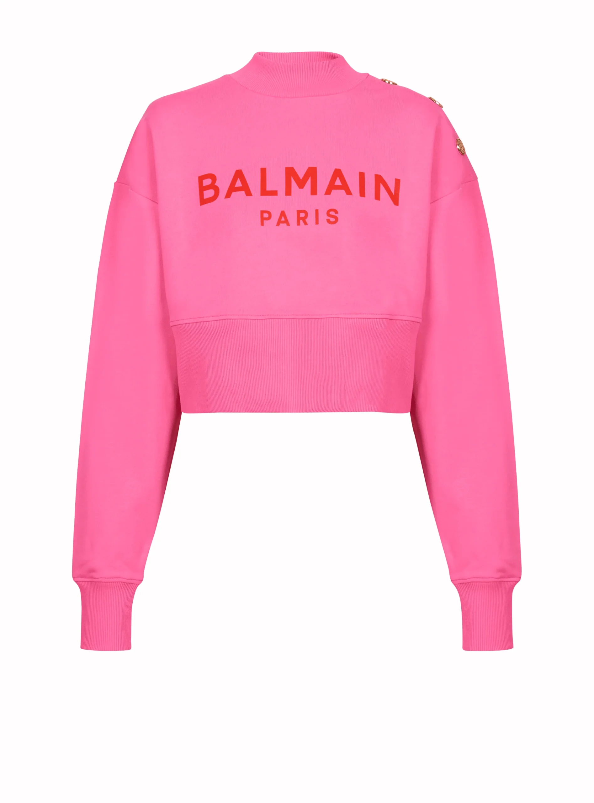 Cropped Sweatshirt With Paris Print-Balmain Clearance