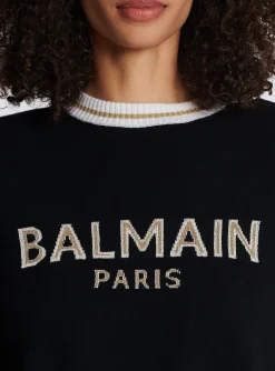 Cropped Wool Jumper With Logo-Balmain Sale