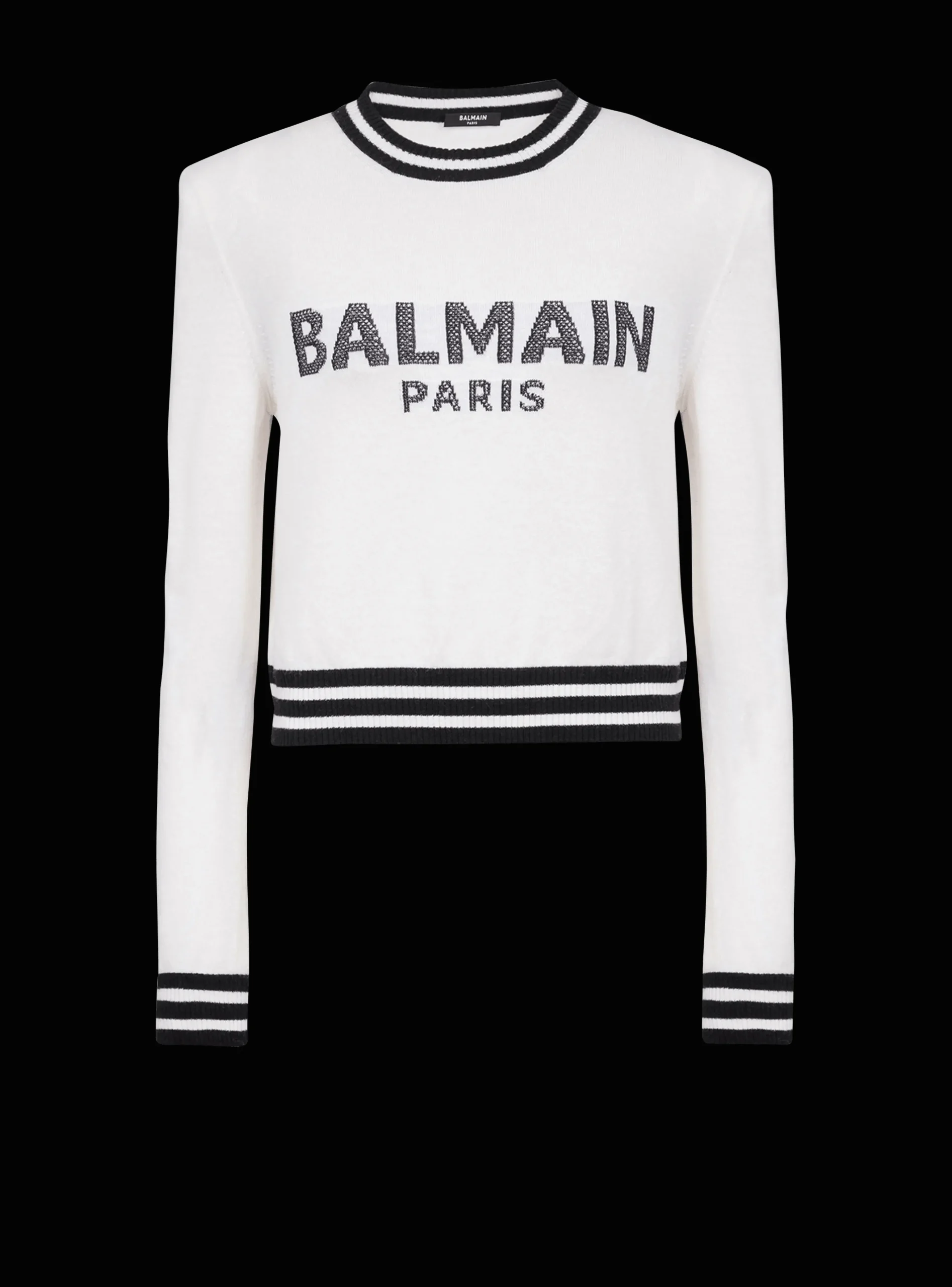Cropped Wool Sweatshirt With Logo-Balmain Cheap
