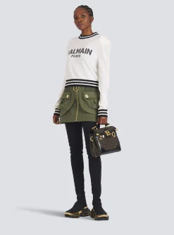 Cropped Wool Sweatshirt With Logo-Balmain Cheap