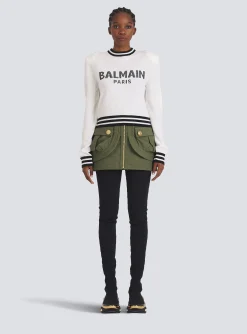 Cropped Wool Sweatshirt With Logo-Balmain Cheap