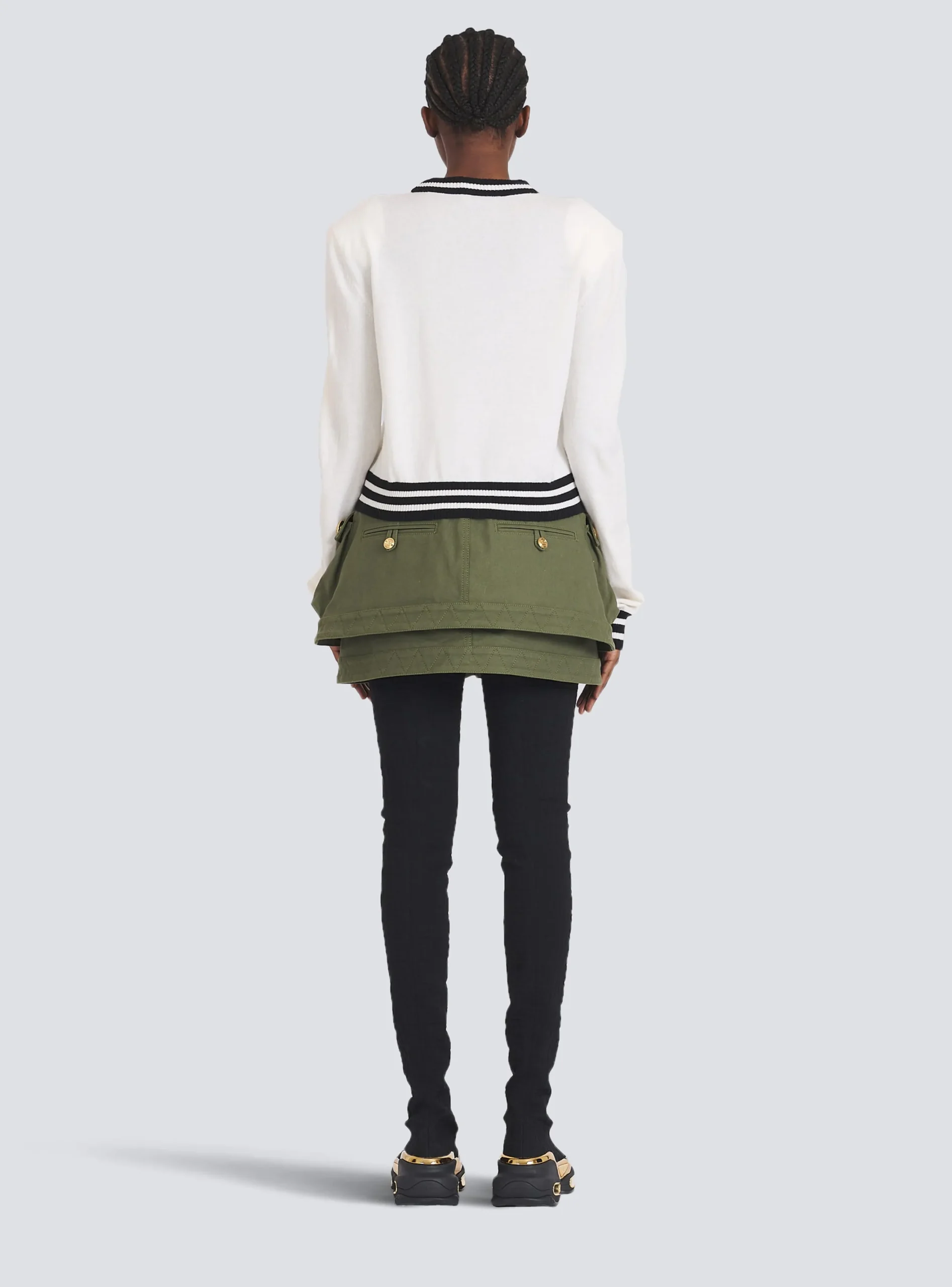 Cropped Wool Sweatshirt With Logo-Balmain Cheap