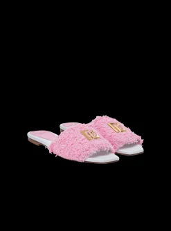 Dafne Leather And Tweed Mules-Balmain Shop
