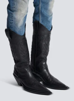 Dan Patchwork Leather Boots-Balmain Store