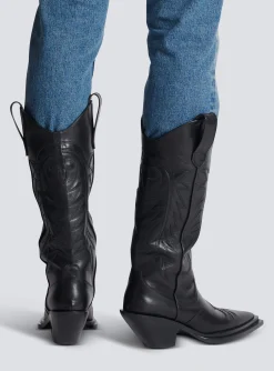 Dan Patchwork Leather Boots-Balmain Store