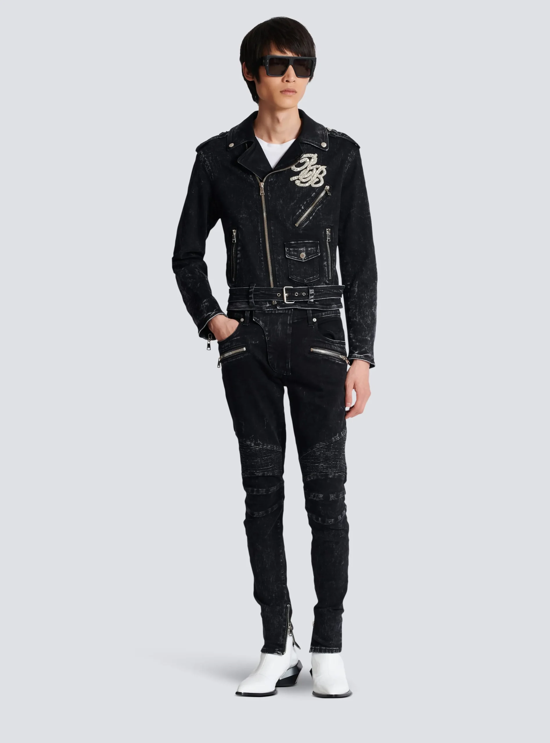 Denim Biker Jacket-Balmain Discount