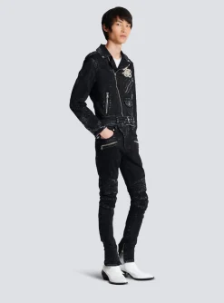 Denim Biker Jacket-Balmain Discount