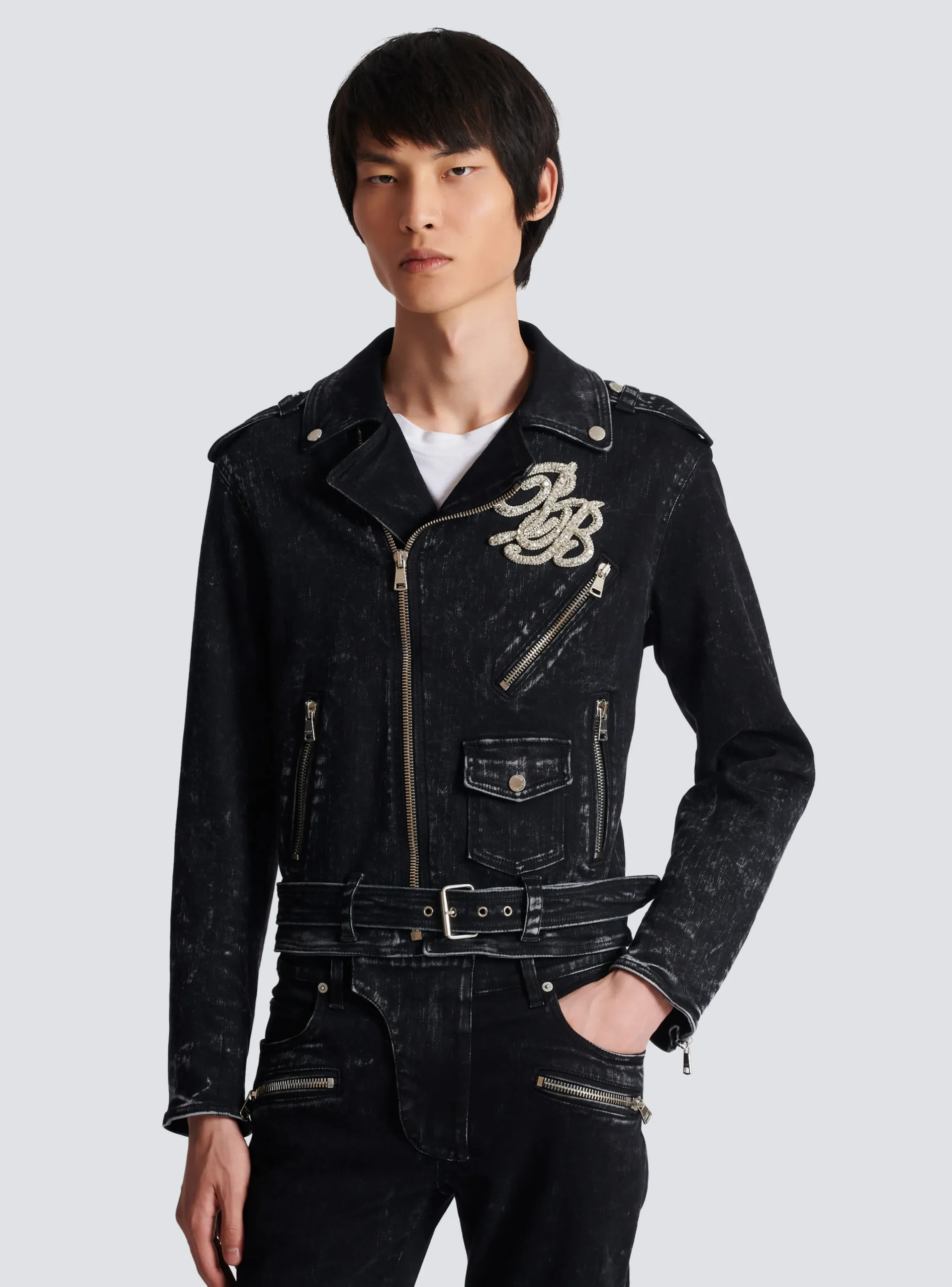 Denim Biker Jacket-Balmain Discount