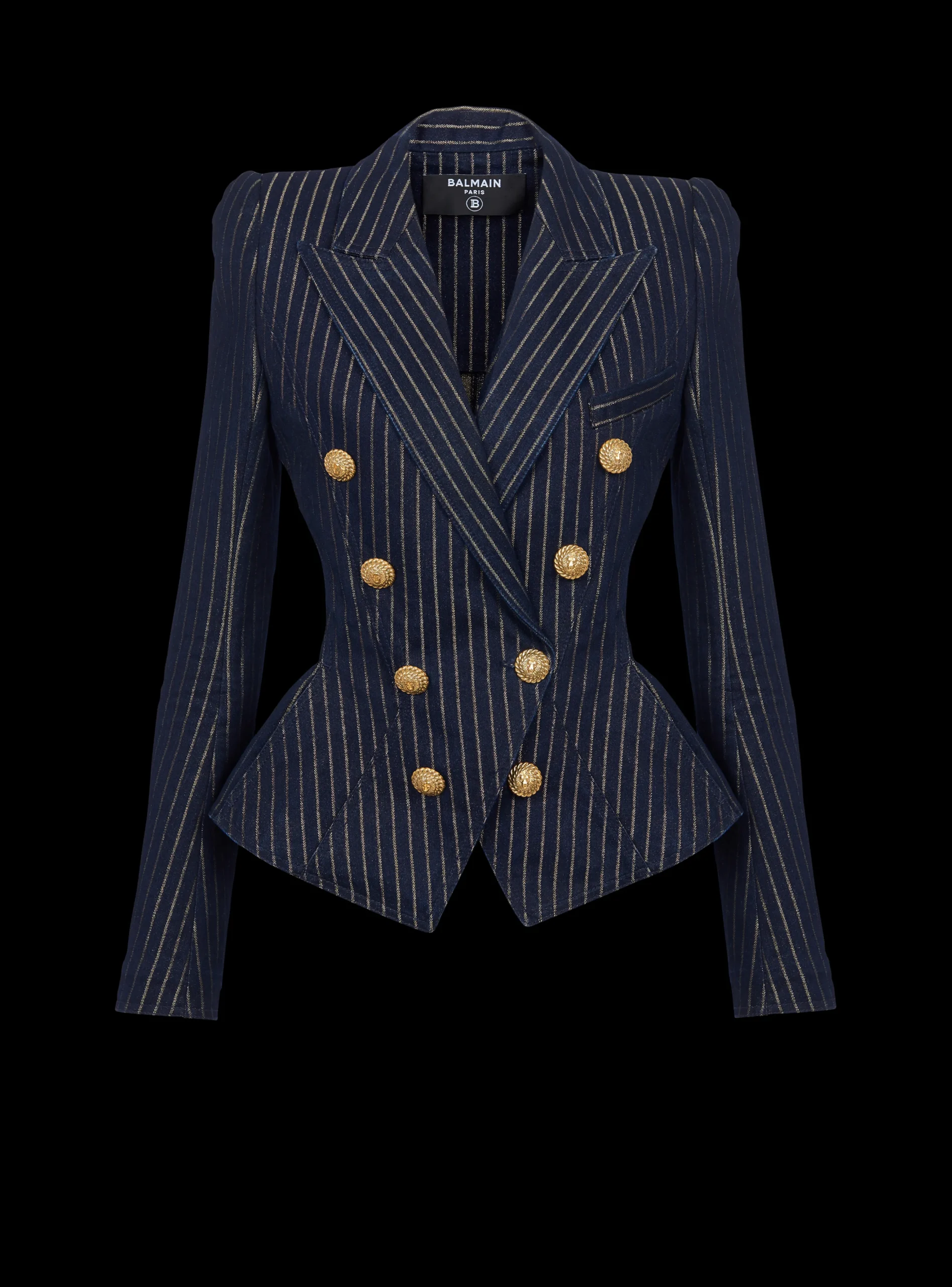 Denim Jacket With Lurex Stripes-Balmain Shop