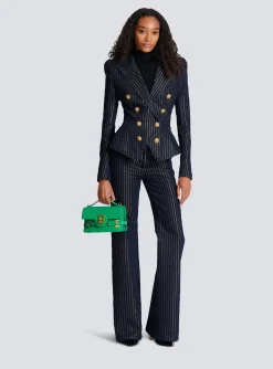 Denim Jacket With Lurex Stripes-Balmain Shop