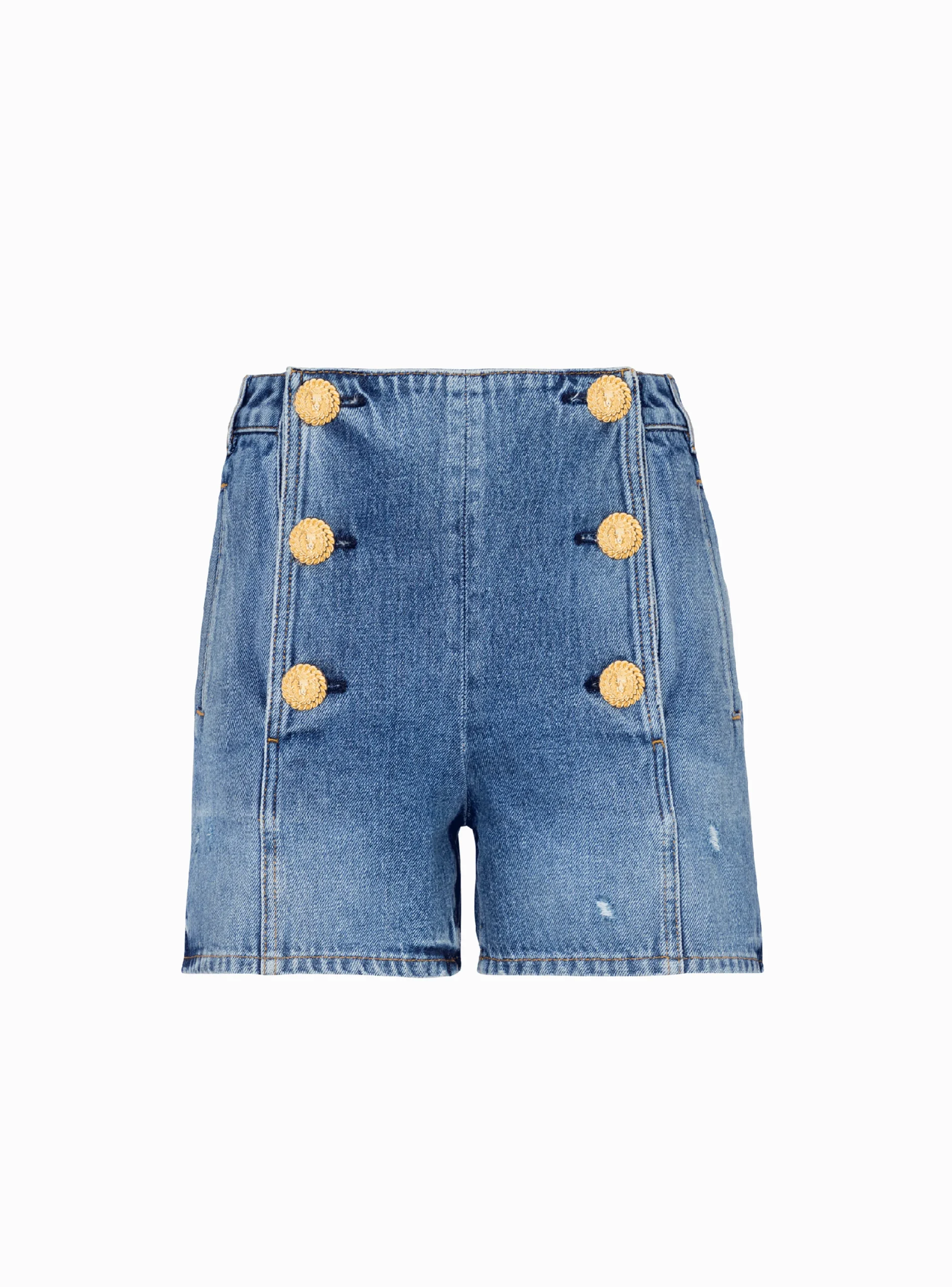 Denim Shorts With Buttons-Balmain Hot