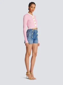 Denim Shorts With Buttons-Balmain Hot