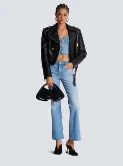 Denim Top With Thin Straps-Balmain New