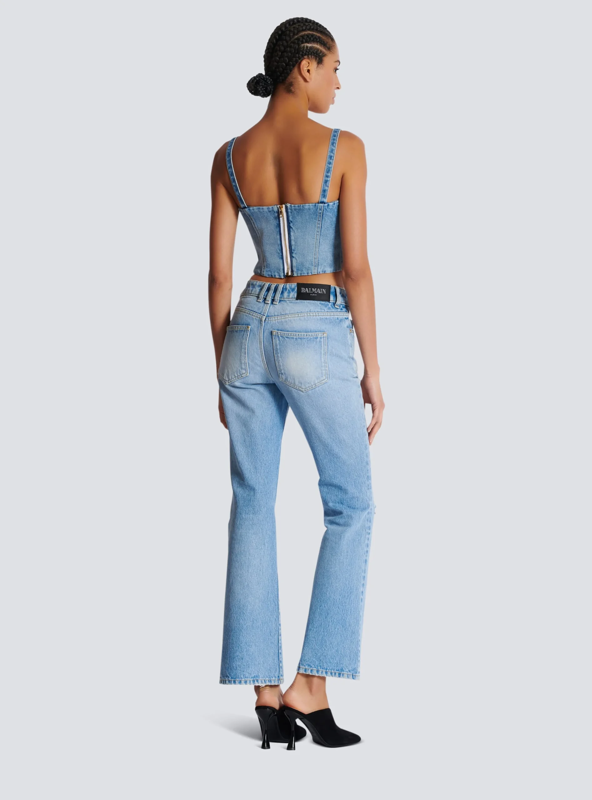 Denim Top With Thin Straps-Balmain New