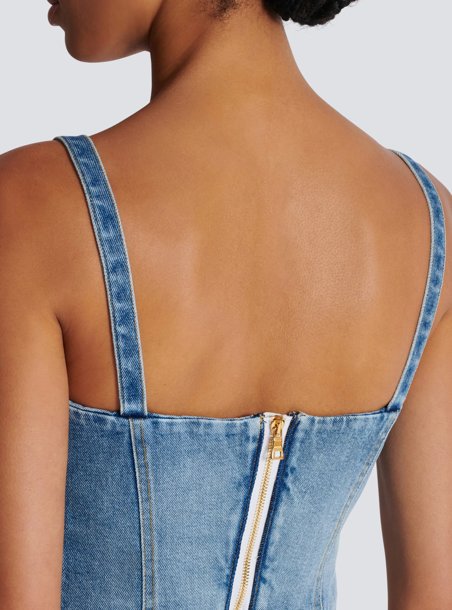 Denim Top With Thin Straps-Balmain New