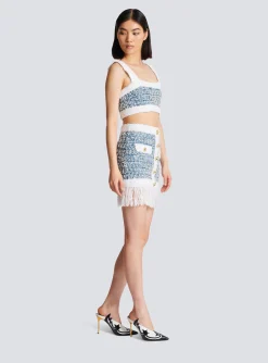 Denim Tweed Strappy Top-Balmain Store