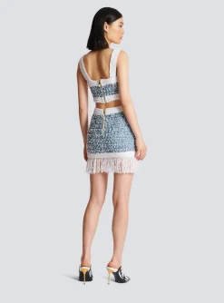 Denim Tweed Strappy Top-Balmain Store