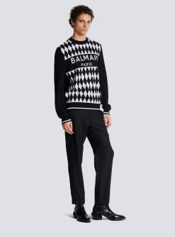 Diamond Paris Two-tone Jacquard Jumper-Balmain Shop