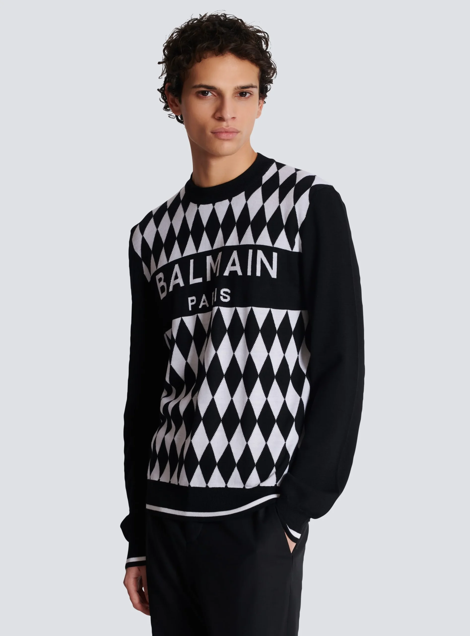 Diamond Paris Two-tone Jacquard Jumper-Balmain Shop