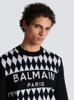 Diamond Paris Two-tone Jacquard Jumper-Balmain Shop