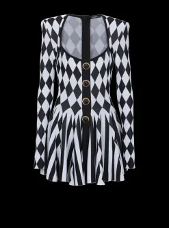 Diamond Jacquard Flared Knit Dress-Balmain Best