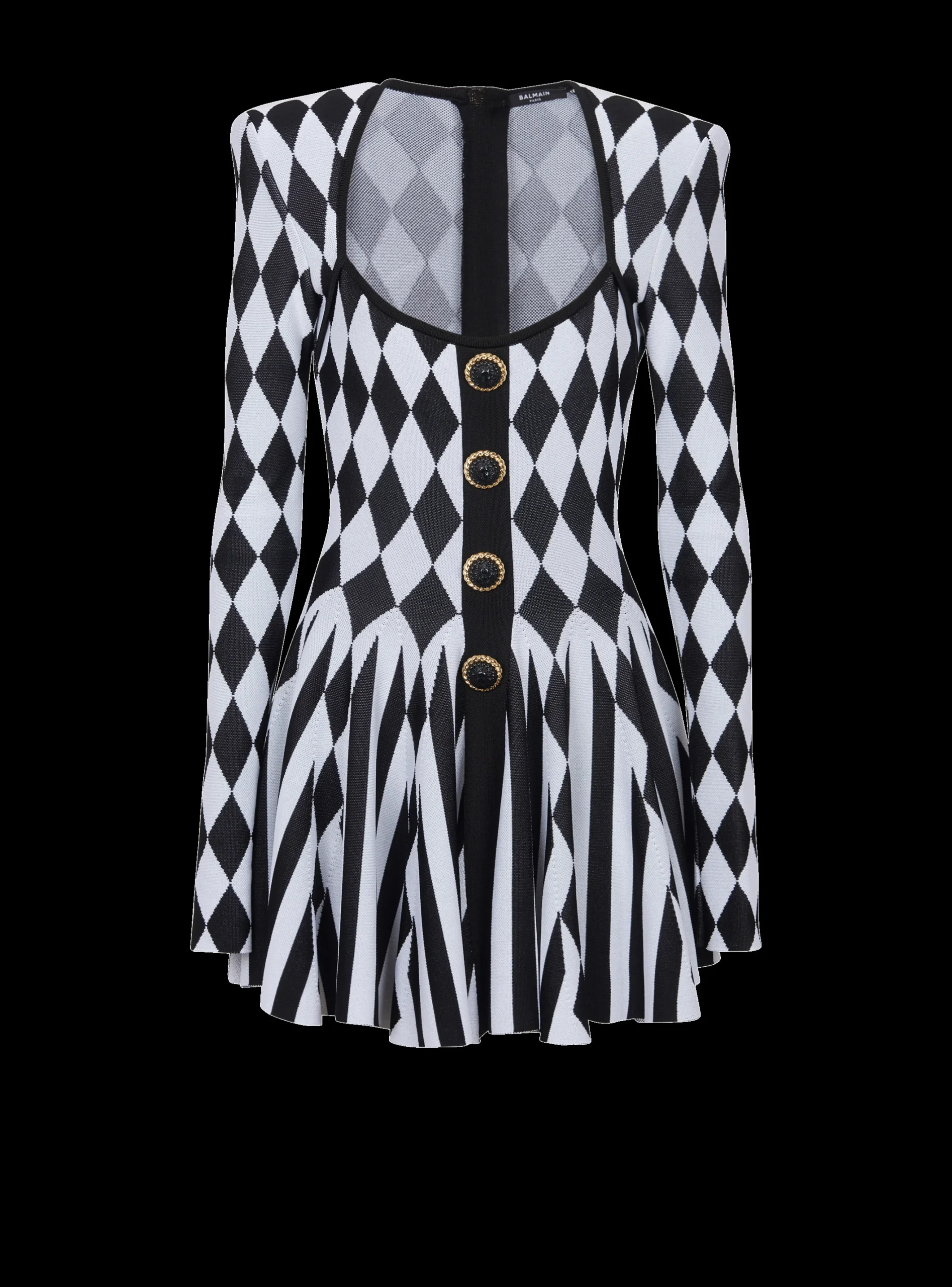 Diamond Jacquard Flared Knit Dress-Balmain Best