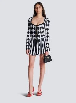 Diamond Jacquard Flared Knit Dress-Balmain Best