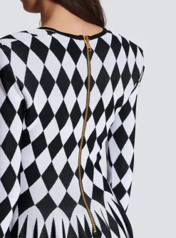 Diamond Jacquard Flared Knit Dress-Balmain Best