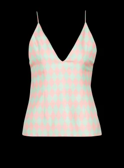 Diamond Print Silk Top-Balmain Fashion