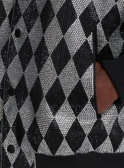 Diamond Satin Bomber Jacket With Rhinestones-Balmain Outlet