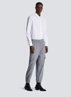 Double Crepe Wool Cargo Trousers-Balmain Discount