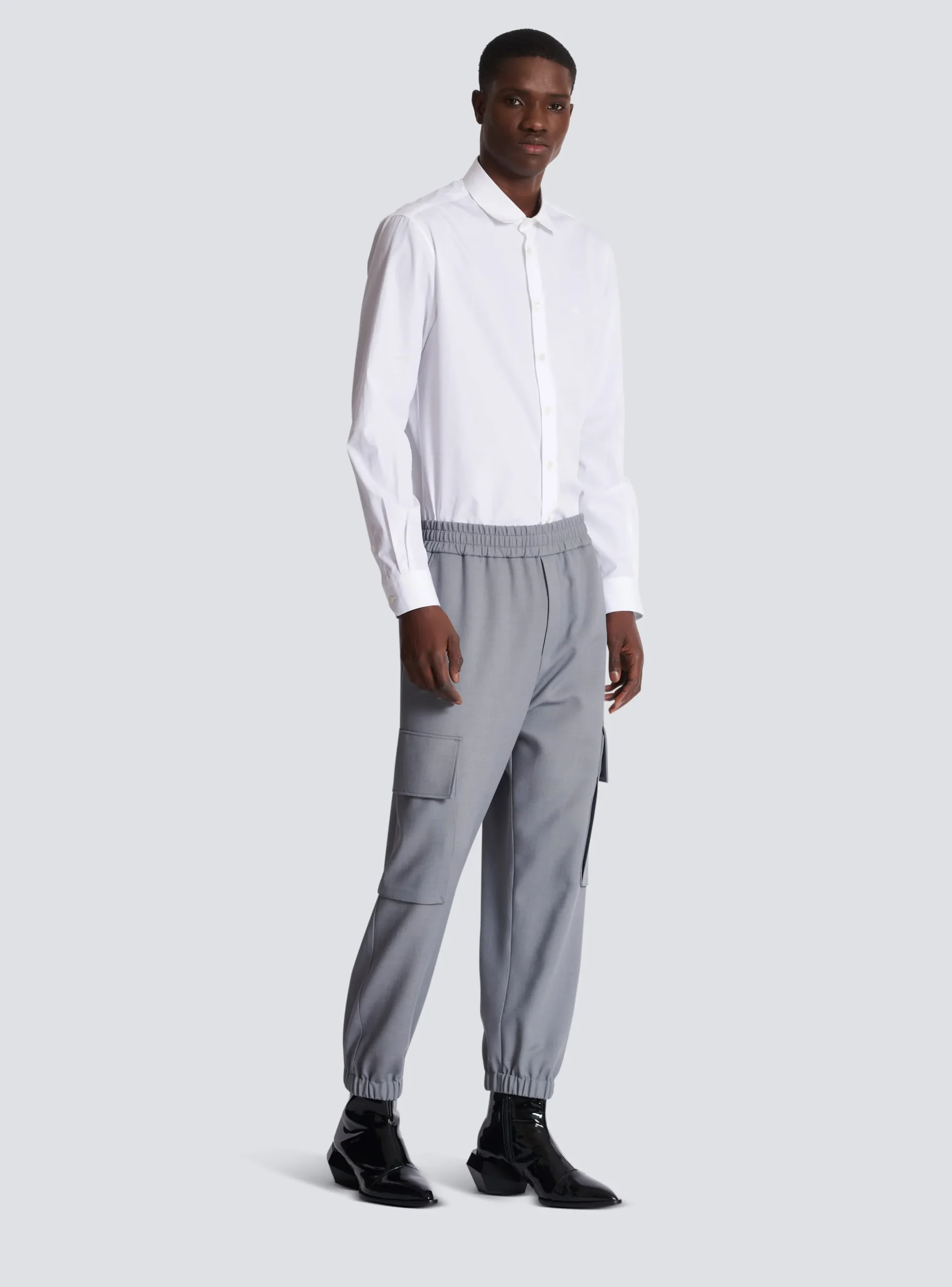 Double Crepe Wool Cargo Trousers-Balmain Discount