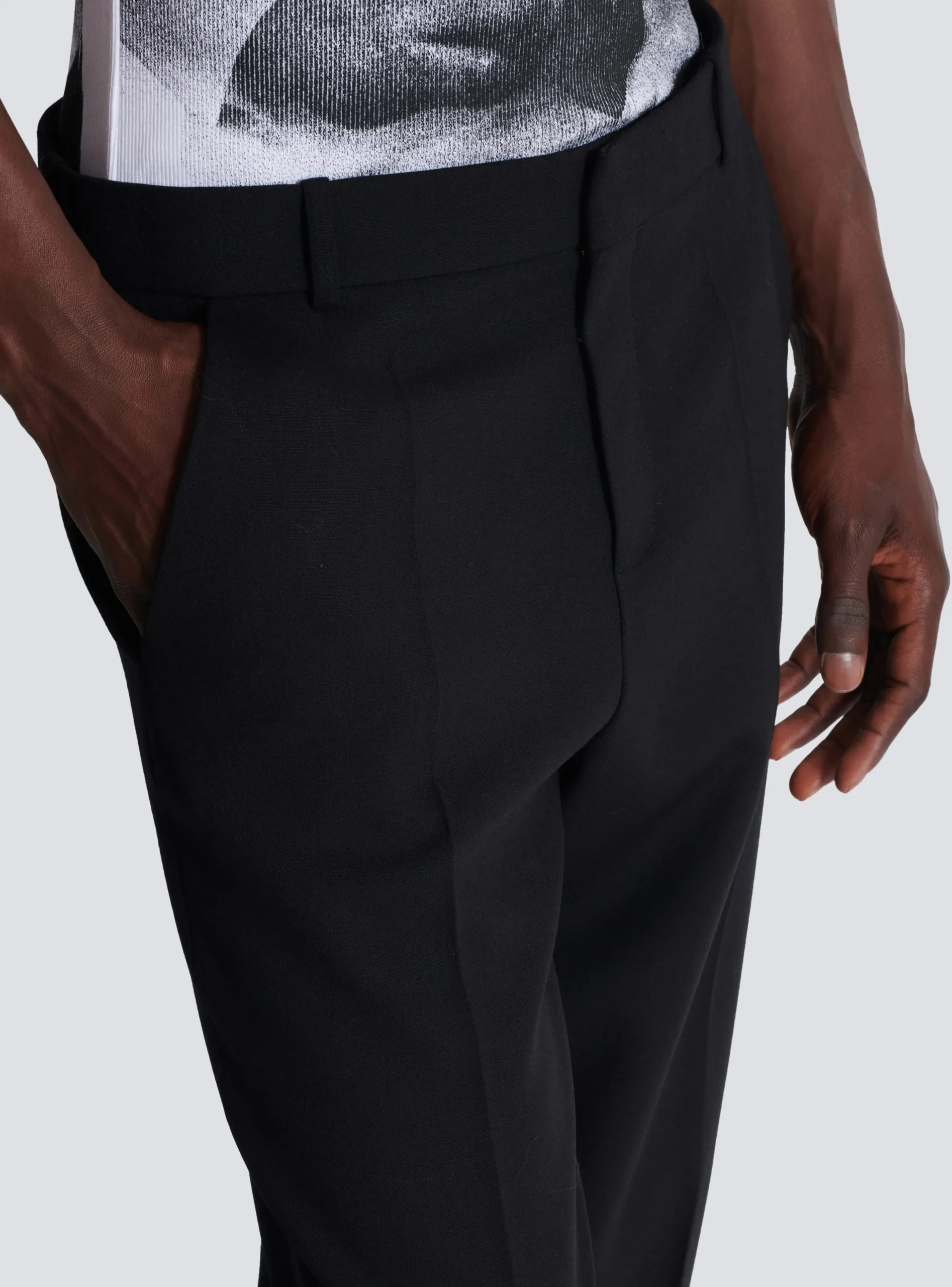Double Wool Crepe Trousers-Balmain Flash Sale