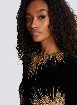 Dress With Pearl And Sequin Embroidery-Balmain Cheap
