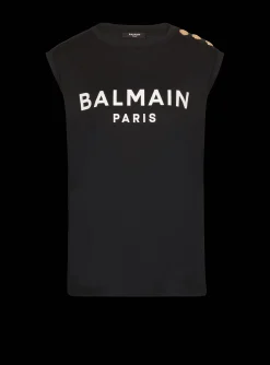 Eco-designed Cotton T-shirt With Logo Print-Balmain Cheap