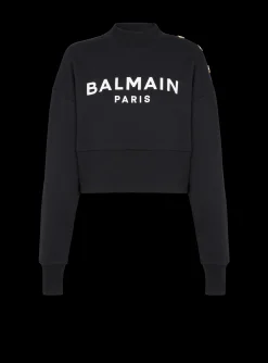 Eco-responsible Cotton Cropped Sweatshirt With Logo Print-Balmain New