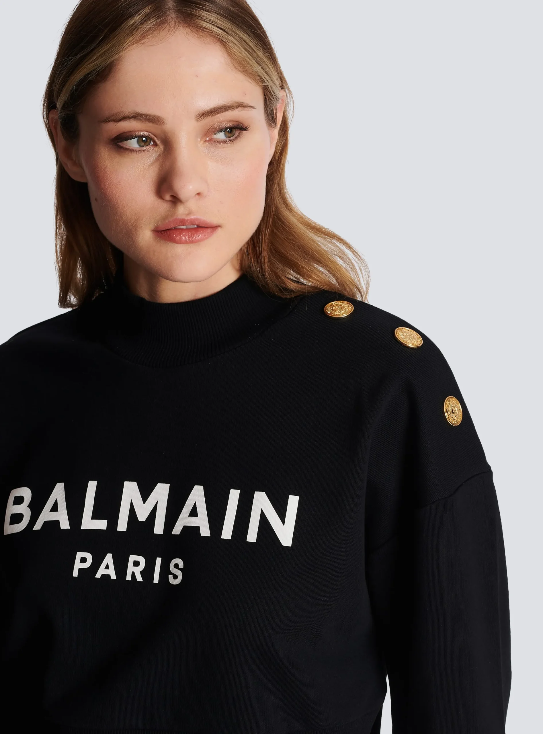 Eco-responsible Cotton Cropped Sweatshirt With Logo Print-Balmain New