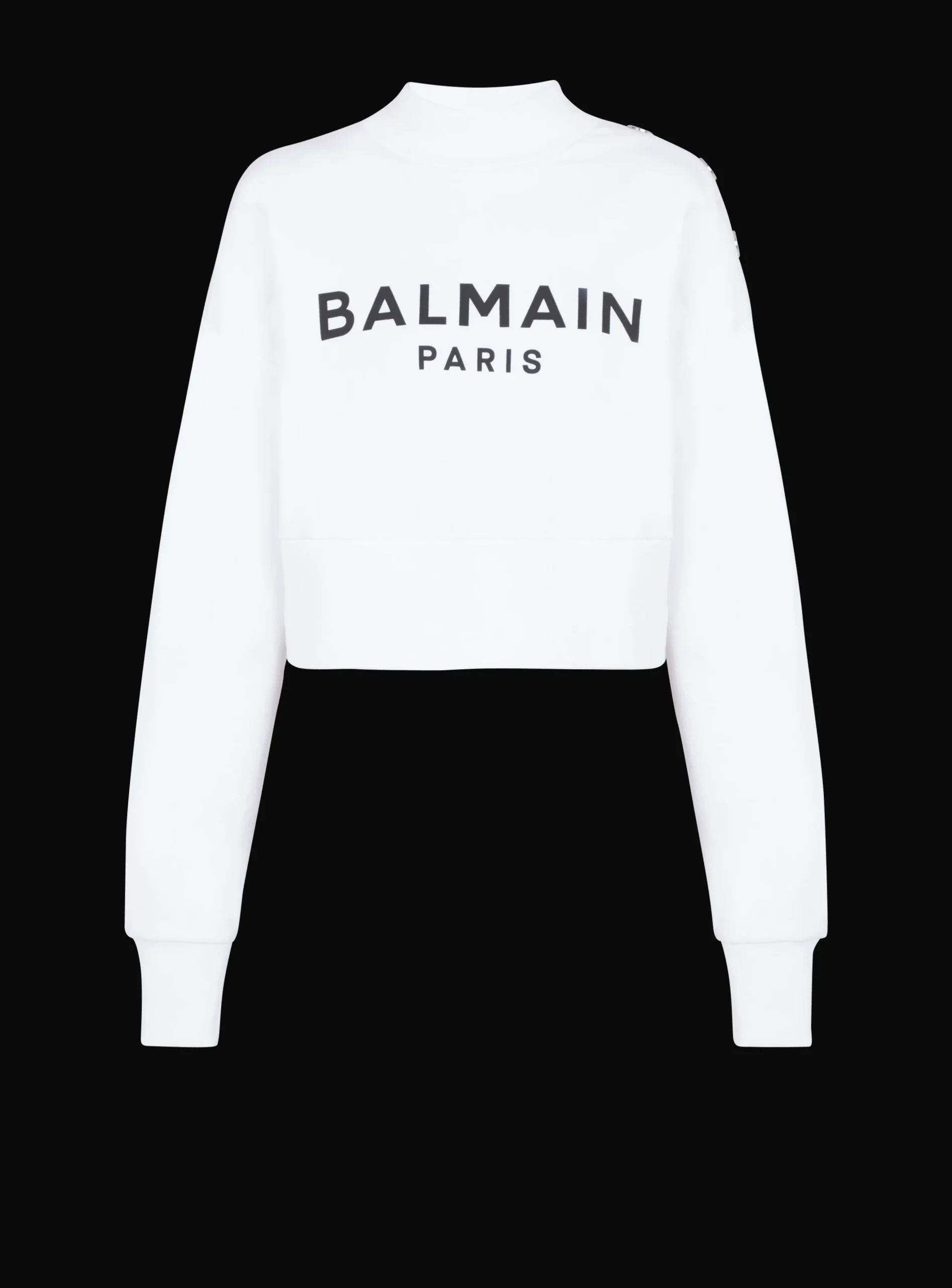 Eco-responsible Cotton Cropped Sweatshirt With Logo Print-Balmain Hot